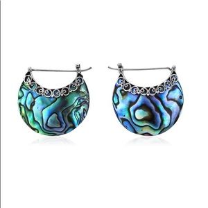 NWT Sterling Silver Abalone Shell Earrings *PETITE